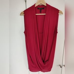 BCBG Max Azria dark red, draped, sleeveless blouse